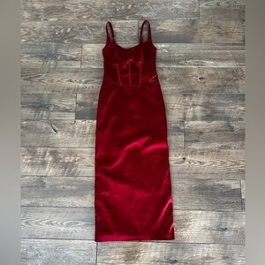 Abercrombie & Fitch Burgundy Satin Midi Dress